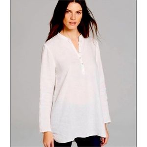 EILEEN FISHER IRISH LINEN TUNIC TOP WITH MANDARIN COLLAR WOMEN SIZE PM